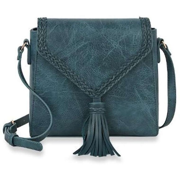 Unbranded Handbags - Teal Petite Tassel Accented Shoulder Bag Design Layered Handbag